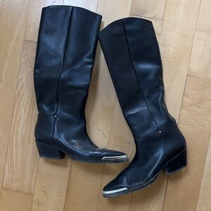 Franco Sarto Sleek Black Western Boots